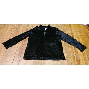 Chicos Weekends Size 1 M/8 Women's Faux Fur Velour Quarter Zip Jacket Sweatshirt